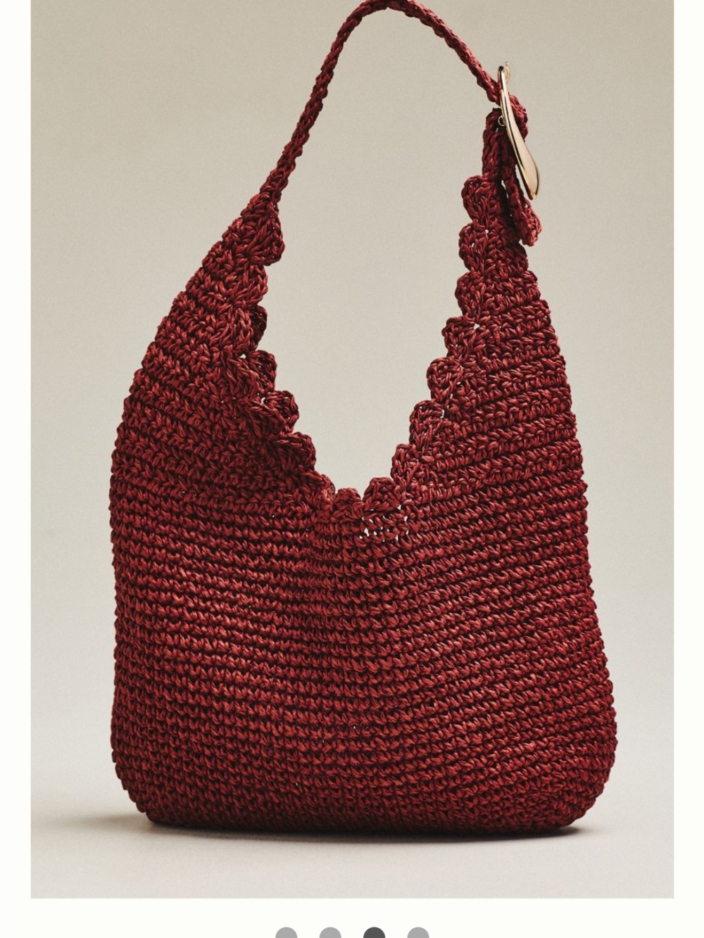 Anthropologie Love Knot Raffia Buckle Slouchy Bag and Pouch Deep Burgundy - Picture 3 of 4